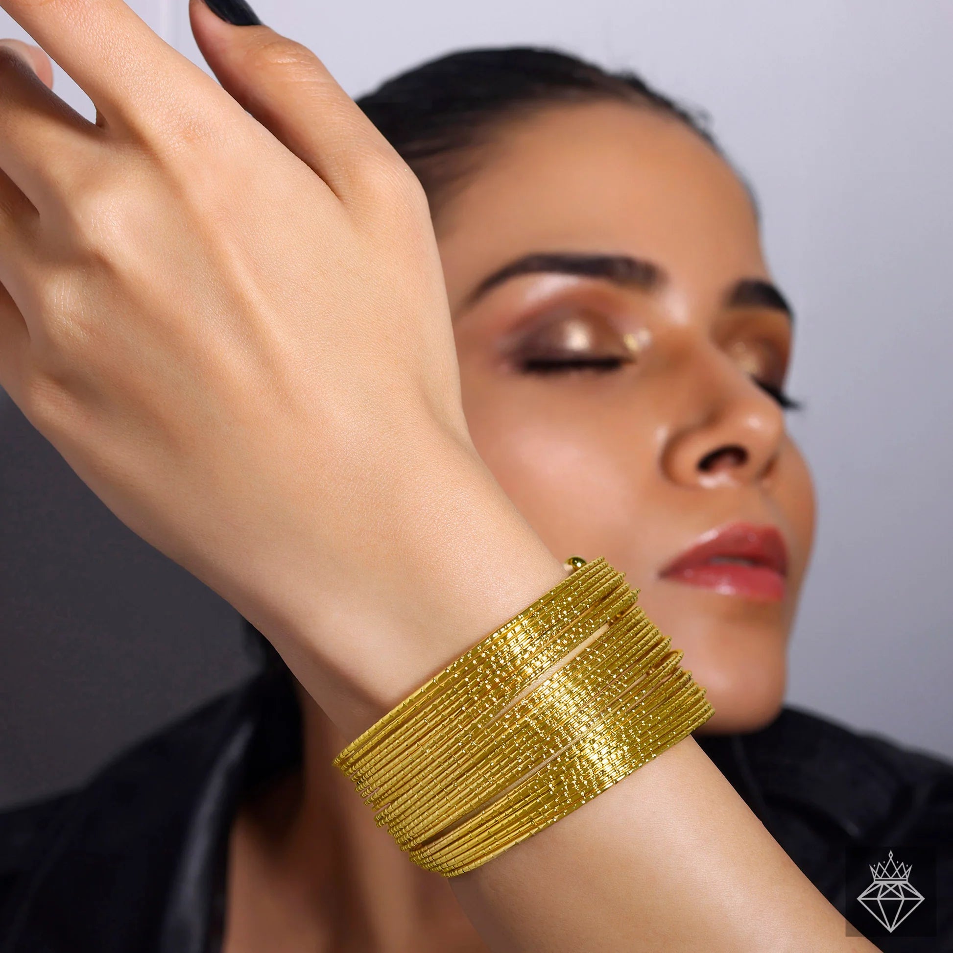 P2 Anti-Tarnish Triple Line Crystal Bangle Bracelet (Adjustable Size)