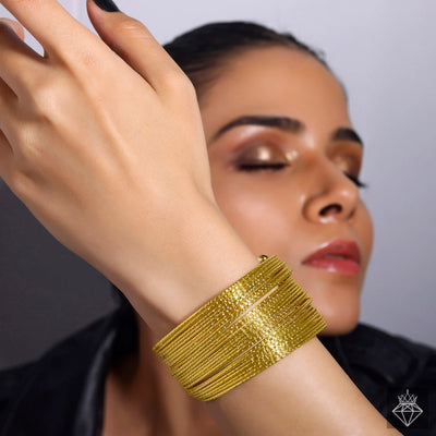 P2 Anti-Tarnish Triple Line Crystal Bangle Bracelet (Adjustable Size)