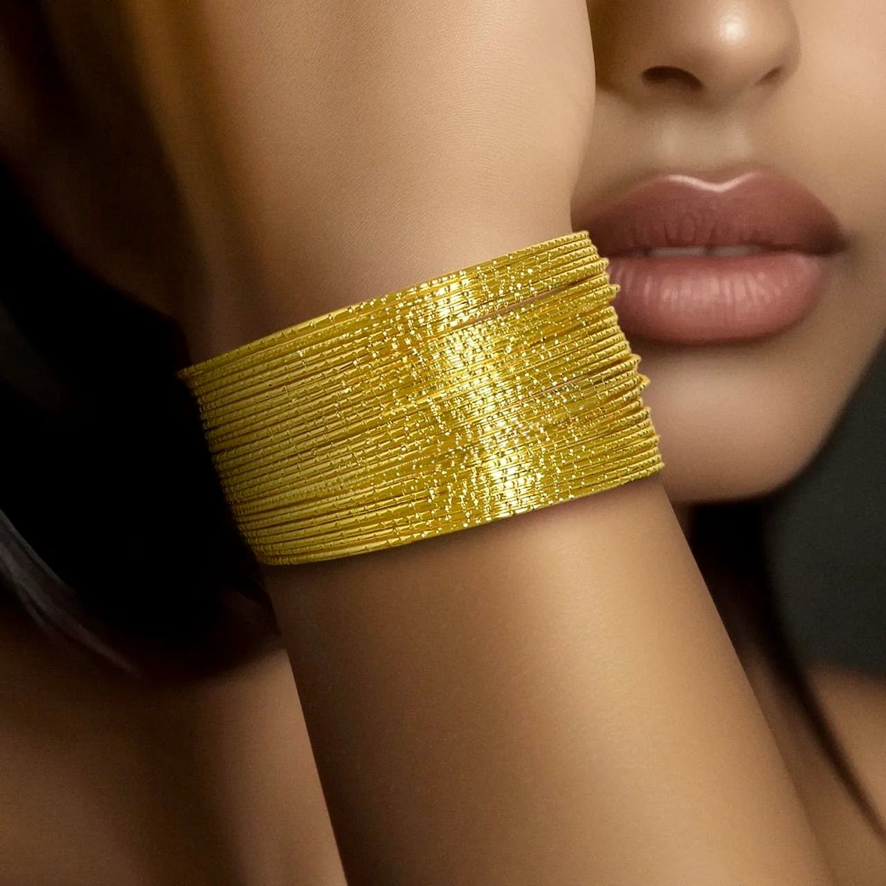 P2 Anti-Tarnish Triple Line Crystal Bangle Bracelet (Adjustable Size)