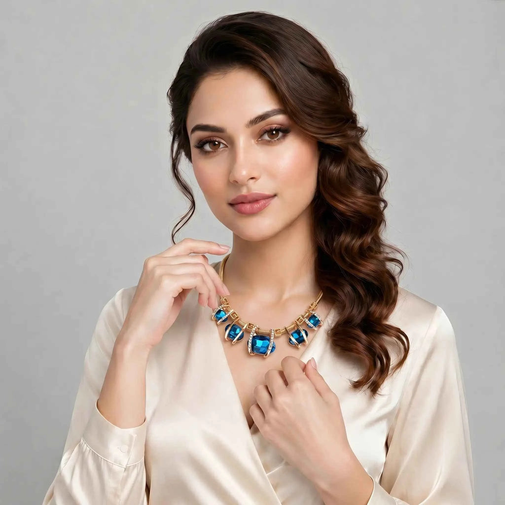 Royal blue necklace for wedding and party wear