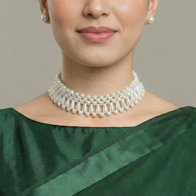 Classic Pearl Choker Set with Studs