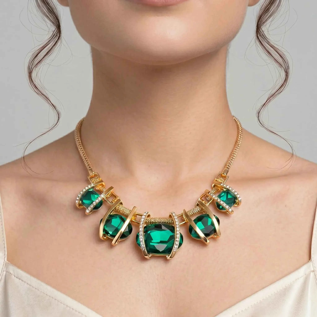 Emerald Orbit Statement Necklace