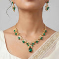 Emerald Leaf Drop Necklace Set