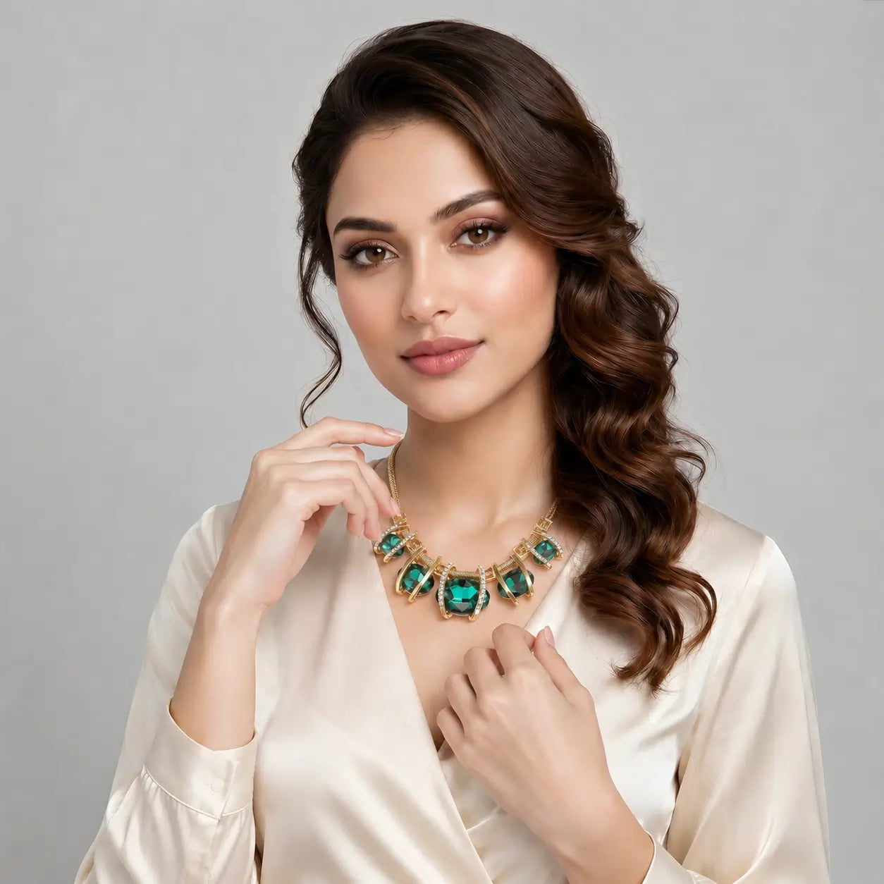 Emerald Orbit Statement Necklace