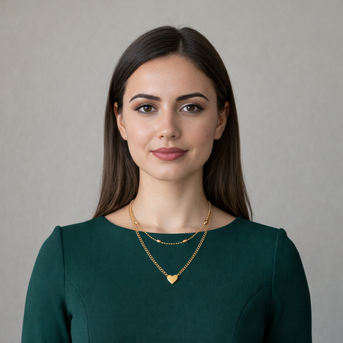 Golden Layered Heart Pendant Necklace