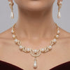Pearl Leaf Drop Necklace Set