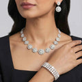 Silver Crystal Halo Jewellery Set