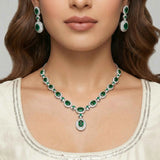 Emerald Halo Necklace Set