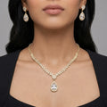 Golden Crystal Teardrop Necklace Set