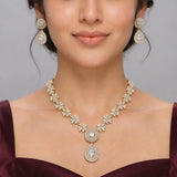 Golden Teardrop Crystal Necklace Set