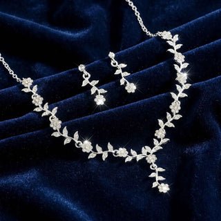 Silver Floral Vine Necklace Set for Women