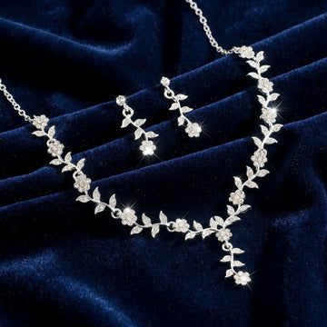 Silver Floral Vine Necklace Set