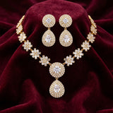 Golden Teardrop Crystal Necklace Set