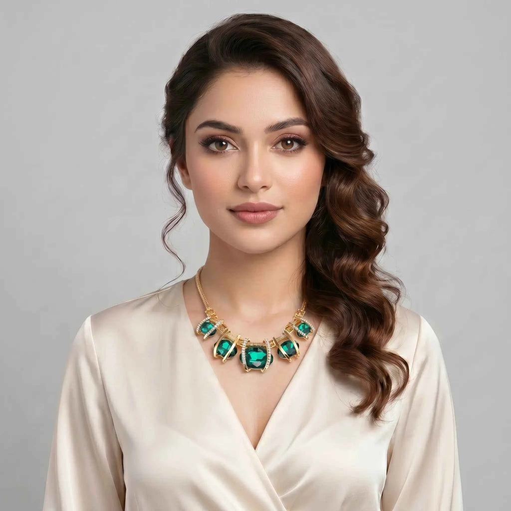 Emerald Orbit Statement Necklace