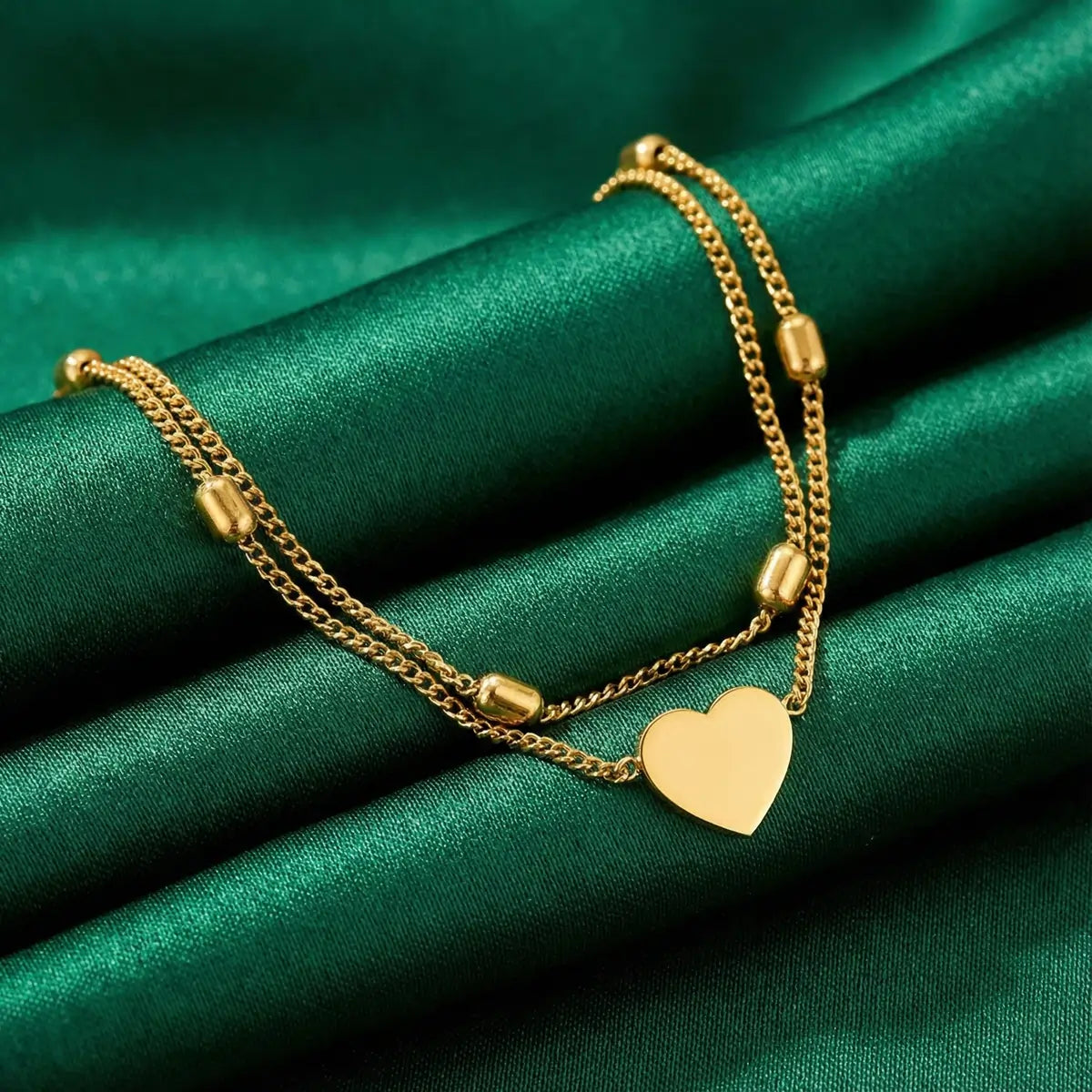 Golden Layered Heart Pendant Necklace