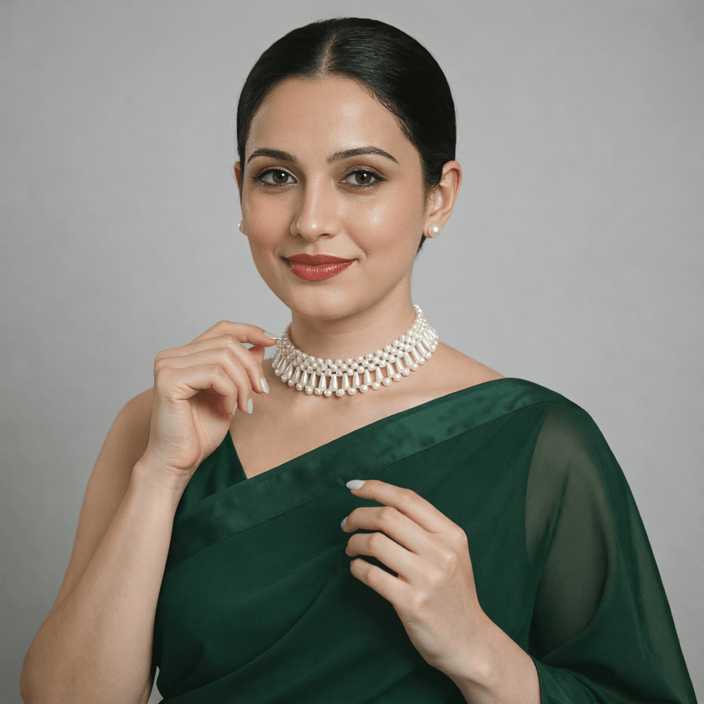 Classic Pearl Choker Set with Studs My Store 