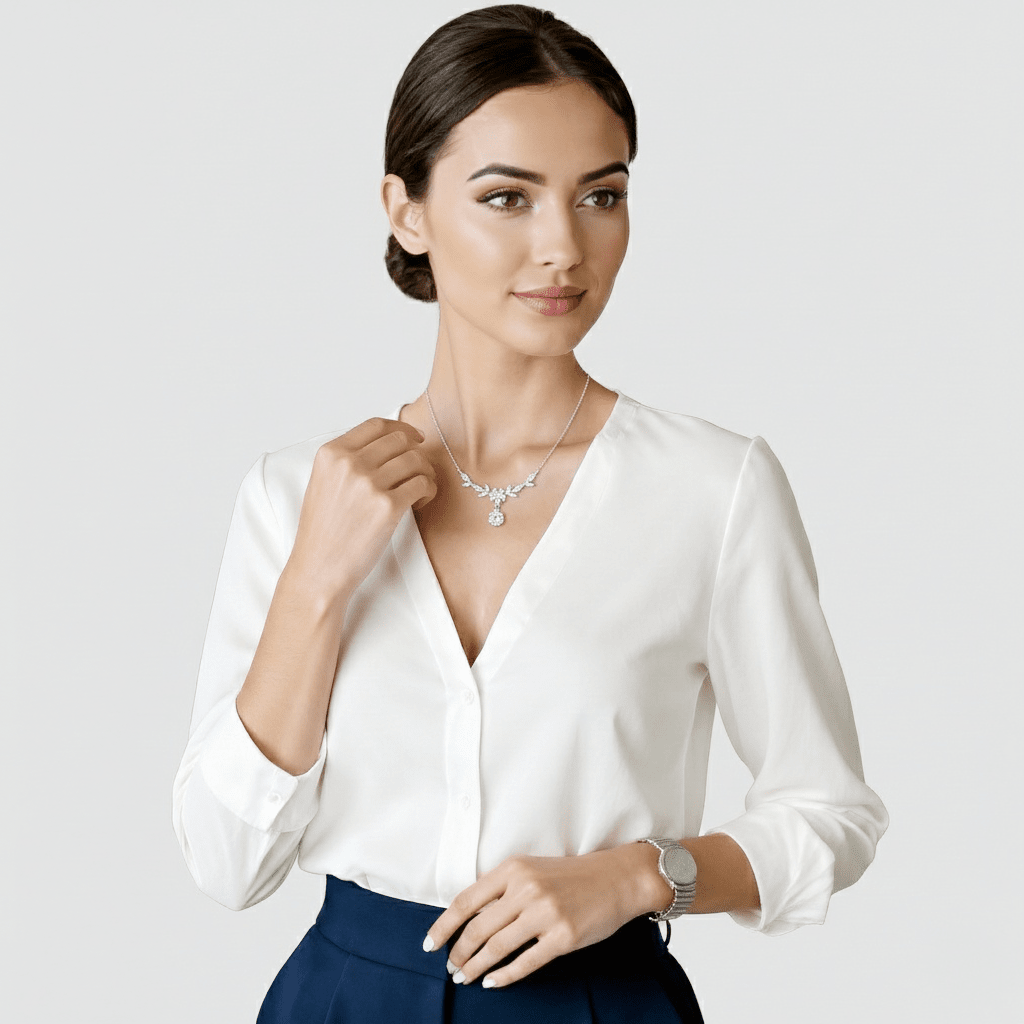 Crystal Floral Drop Pendant Necklace