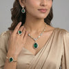 Emerald Teardrop Halo Jewellery Set Zapiria 