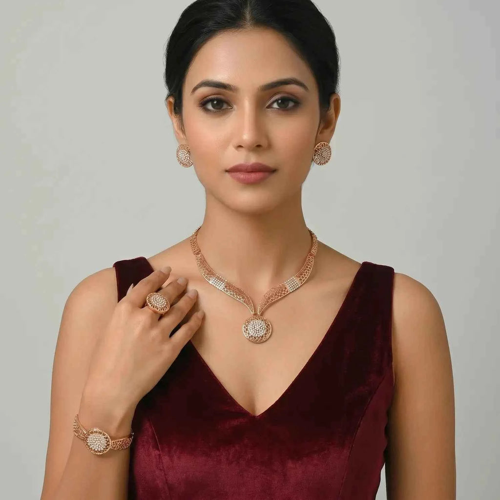 Golden Filigree Medallion Jewellery Set