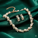 Pearl Crystal Floral Necklace Set