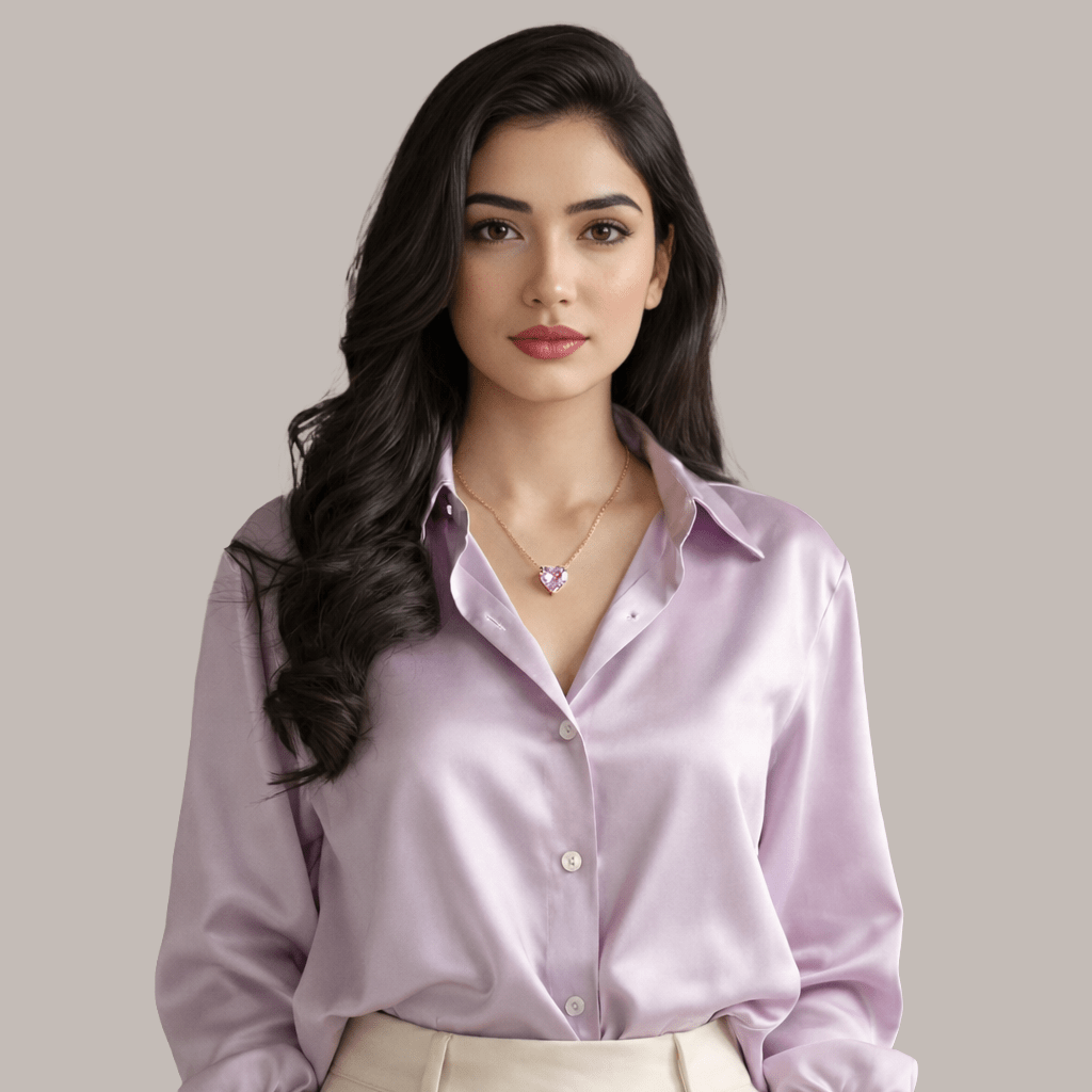 Pink Heart Solitaire Pendant Necklace