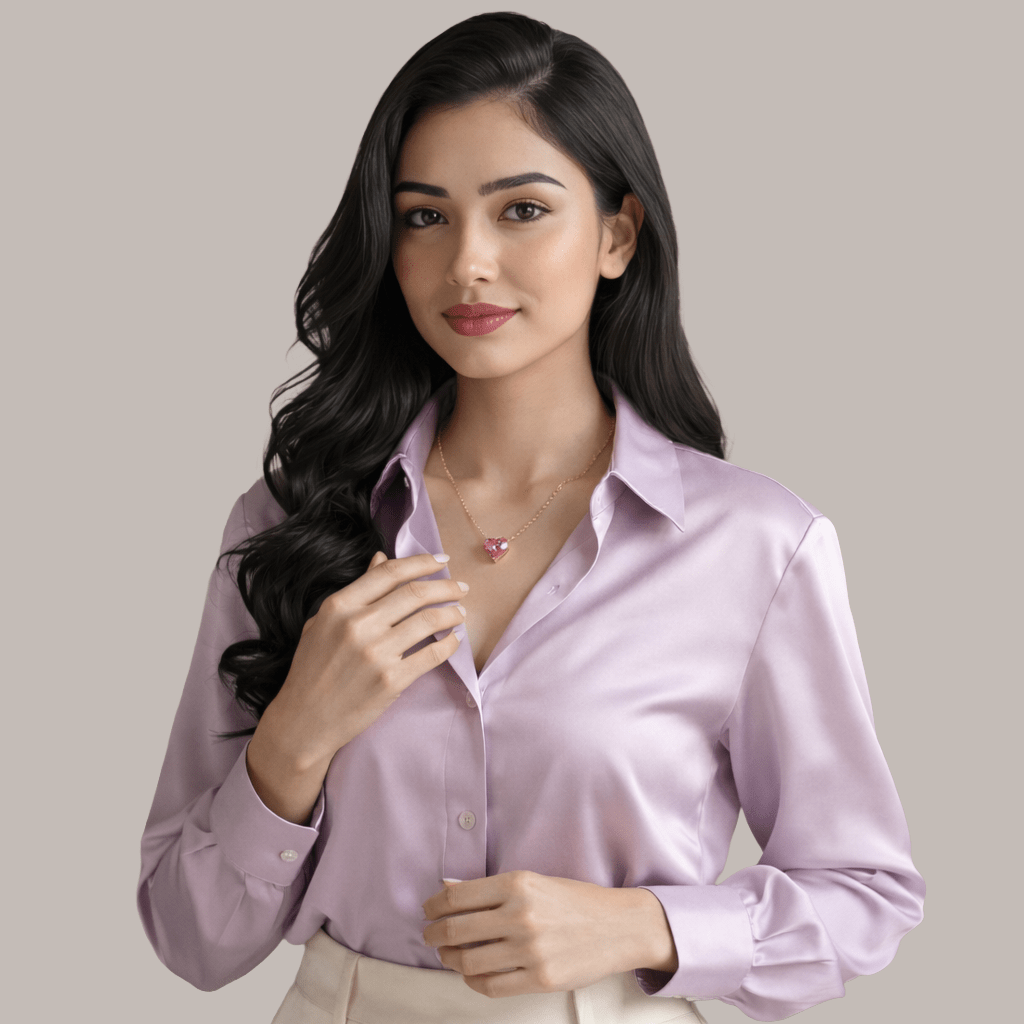 Pink Heart Solitaire Pendant Necklace