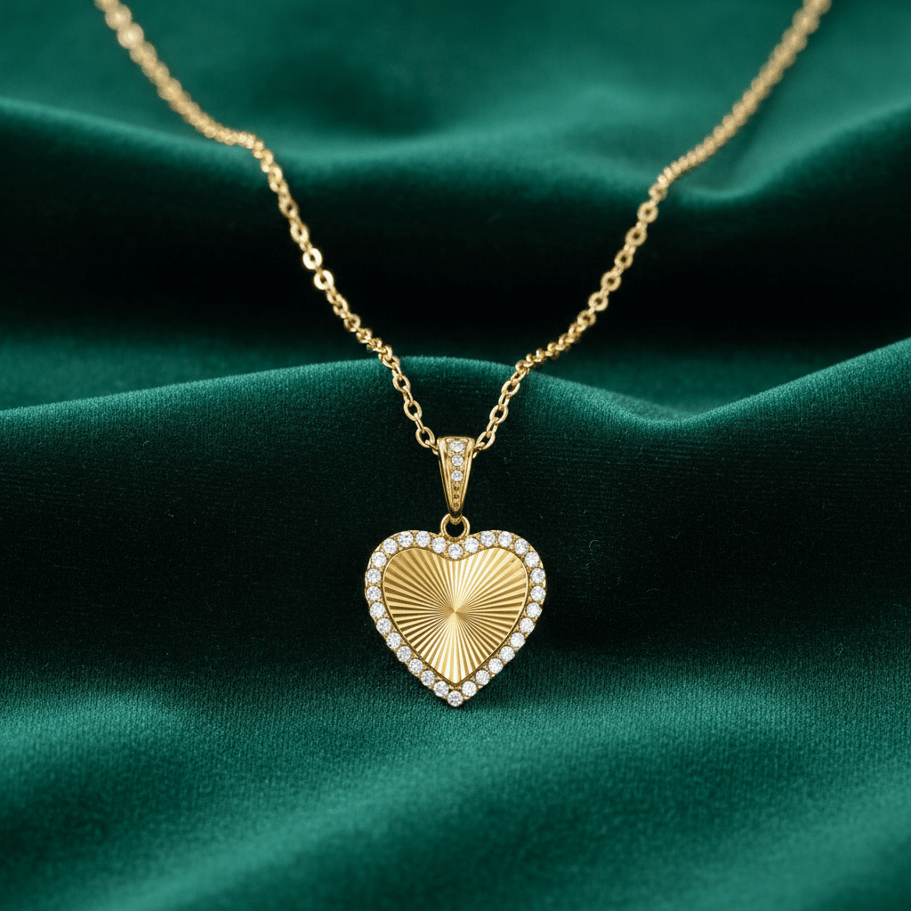 Radiant Heart Halo Pendant Necklace